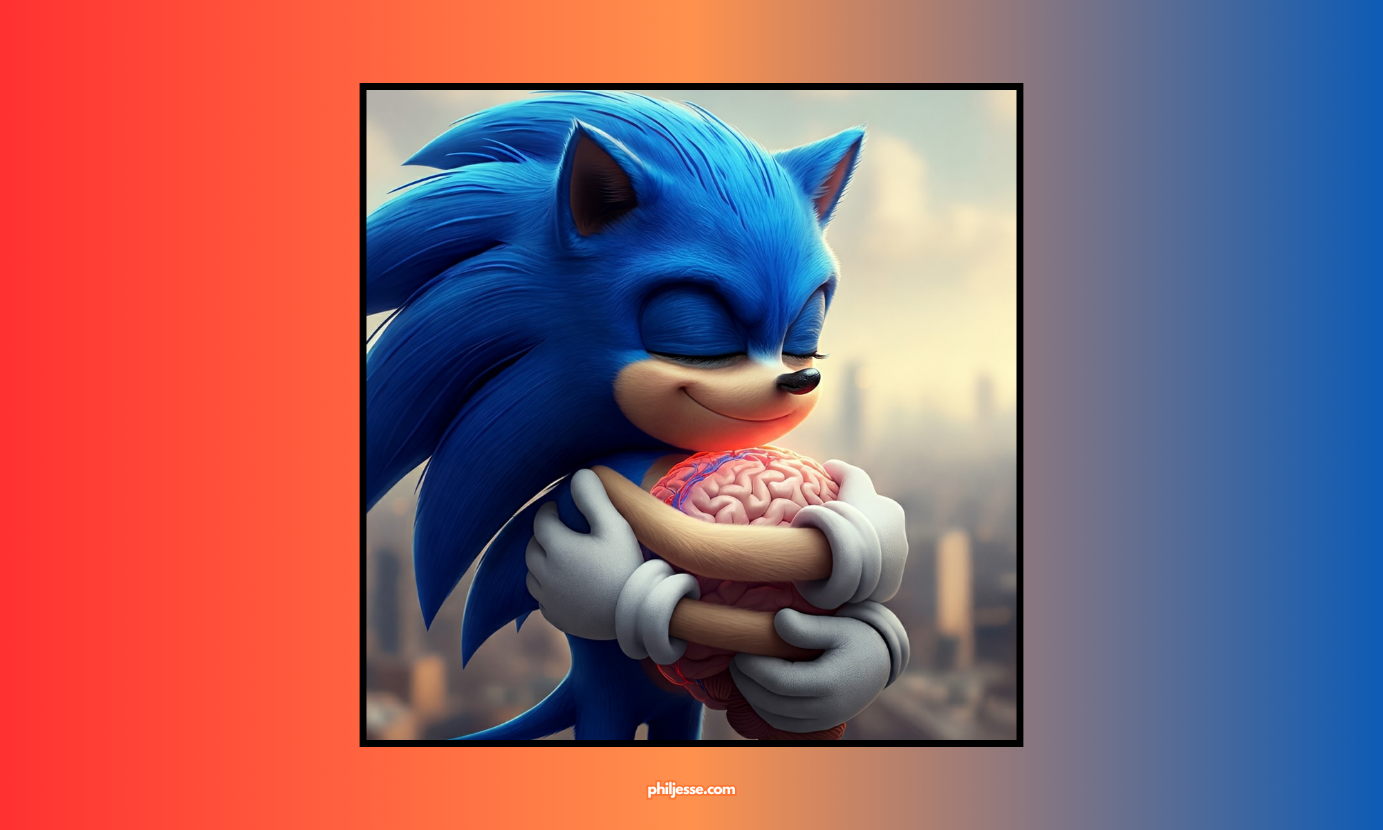 Experience the exhilarating sensation of a sonic hug to the brain, depicted in a vibrant and captivating image.