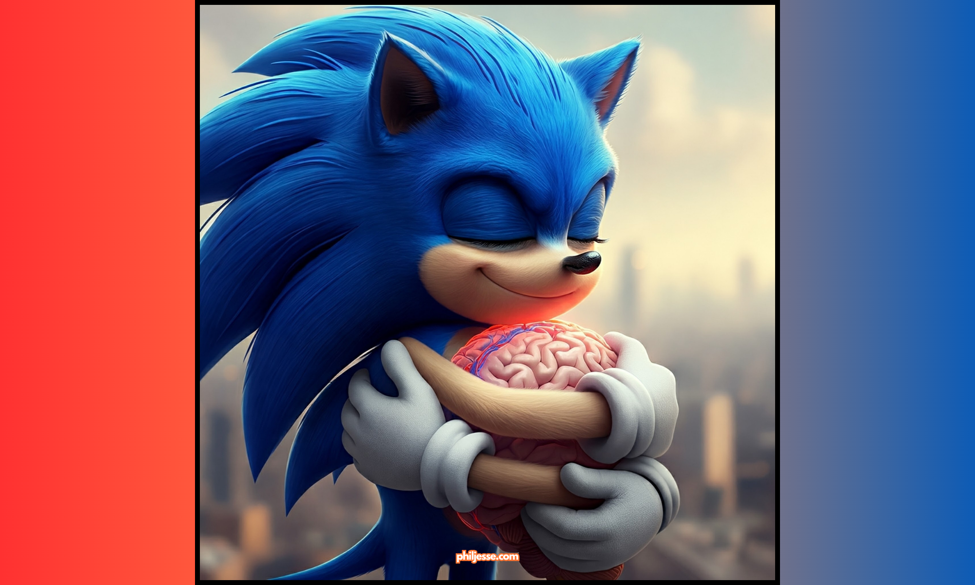 Experience the exhilarating sensation of a sonic hug to the brain, depicted in a vibrant and captivating image.